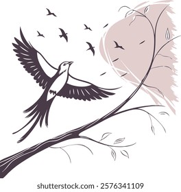 Minimalist abstract bird, brushstroke art, elegant design for creative projects