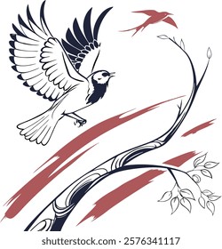 Minimalist abstract bird, brushstroke art, elegant design for creative projects