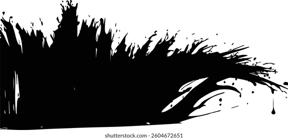 Minimalist Abstract Black Brushstroke with Artistic Texture - Creative Design Element