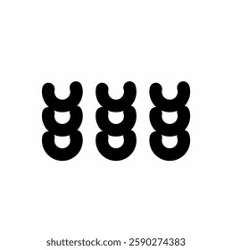 a minimalist and abstract black geometric design composed of curved shapes arranged in three vertical columns.