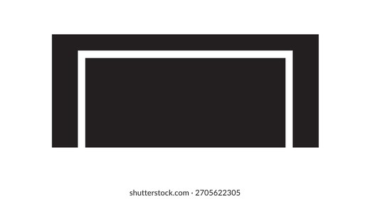 Un cuadrado negro minimalista y abstracto con un contorno blanco, creando un elemento de Diseño gráfico simple y moderno.