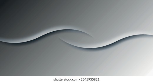 Minimalist abstract black and white background with smooth gradient curves and soft lighting, perfect for modern designs and digital presentations.