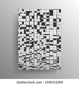 Diseño minimalista abstracto de geometría en blanco y negro para la cubierta y la decoración de afiches o paredes, ilustración vectorial. Patrón de forma rectangular para el diseño interior. Concepto de análisis de grandes datos.