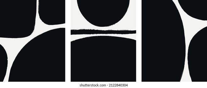 Minimalist Abstract Black and White Nordic Vector Illustration Set