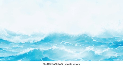 
Minimalist and Abstract Blue Ocean Waves: A Soft Watercolor-Inspired Digital Illustration of Flowing Tides, Inspired by the Beauty of the Open Sea and Rolling Coastal Waves
