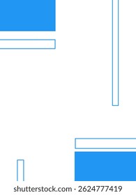 Minimalist abstract blue rectangle border design on white background, perfect for modern templates or digital planners
