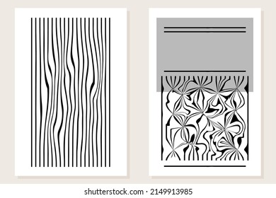 Minimalist Abstract Boho Graphic Poster Set Pattern Background