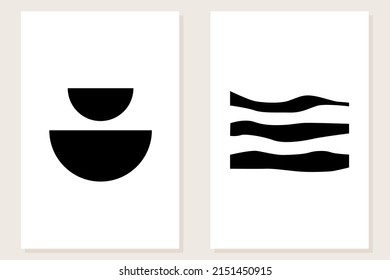 Minimalist Abstract Boho Graphic Poster Set Pattern Background