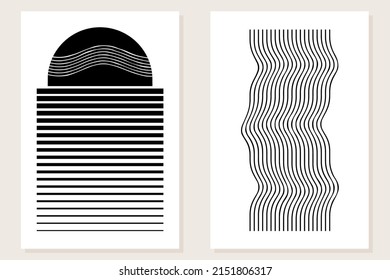 Minimalist Abstract Boho Graphic Poster Set Pattern Background