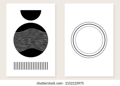 Minimalist Abstract Boho Graphic Poster Set Pattern Background