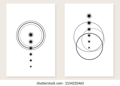 Minimalist Abstract Boho Graphic Poster Set Pattern Background