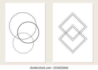 Minimalist Abstract Boho Graphic Poster Set Pattern Background