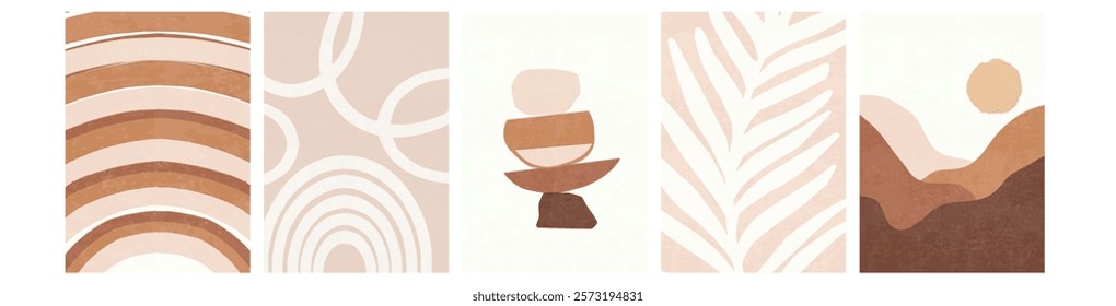 Minimalist Abstract Boho Illustration with Earthy Tones