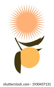 Minimalist abstract boho pattern with sunny sky and sunny lemon. Creative design for nursery wall decor, print for t-shirt, summer party invitations, etc.