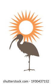 Minimalist abstract boho pattern with sunny sky and bird silhouette. Creative design for nursery wall decor, print for t-shirt, summer party invitations, etc.