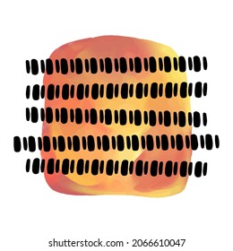 Minimalist abstract boho watercolor shape.Natural trendy symbol in mid century style, liquid doodle paint brush strokes, wall texture inspiration.