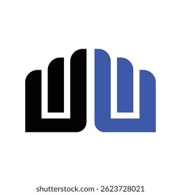 Minimalist Abstract Book or Learning Logo Design with Blue and Black Rounded Lines for Education or Publishing Branding, Real estate logo