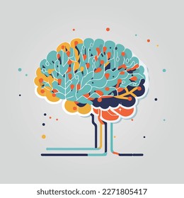 minimalist abstract brain illustration, vector illustration