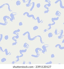 Minimalist abstract  brush stroke painting seamless flower pattern illustration. Modern trendy paint line background.