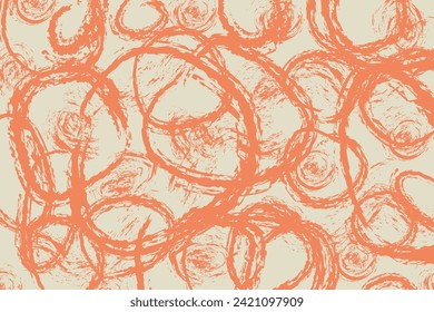 Minimalist abstract brush stroke in the shape of orange circles.Templates for banner, cover, poster, postcard. Modern trendy background.