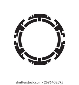 Minimalist Abstract Circular Digital Frame Element Tech Border Design illustration, vector, silhouette.
