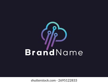 Minimalist abstract cloud technology logo template