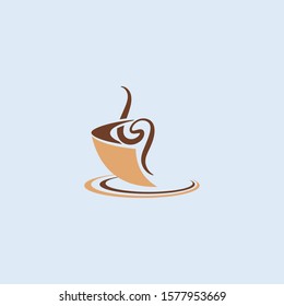 Minimalist Abstract Coffee cup Logo Design. Morning Coffee Minimalist Logo.