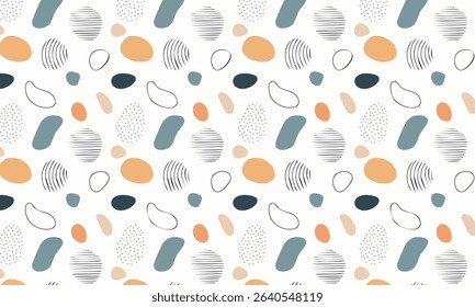 Minimalist abstract collage seamless pattern with textured shapes