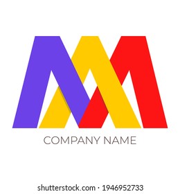 Minimalist abstract colorful vector logo with interconnecting AM letter shapes, can be used for logos, mascots and other commercial needs