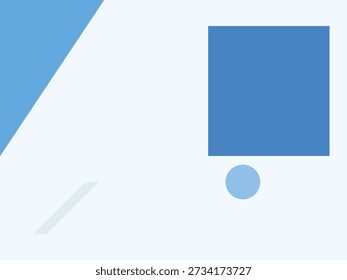 Minimalist abstract composition with blue geometric shapes, including a square, circle, and triangle on a light textured background, modern and clean design style with subtle halftone patterns for a