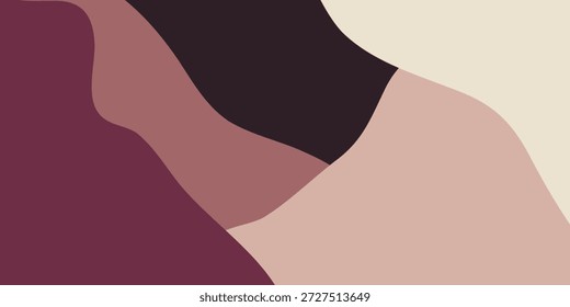A minimalist abstract composition featuring flowing, organic shapes in a palette of muted earth tones.