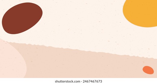 Eine minimalistische abstrakte Komposition mit großen, kühnen Formen in Erdtönen von Braun, Gelb und Orange.