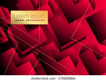 Minimalist abstract dark pink background. Vector gradient colored L shaped geometric elements.