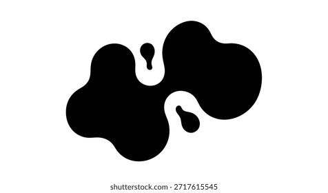 Ein minimalistisches, abstraktes Design mit einem schwarzen Tintenklecks auf sauberem, weißem Hintergrund, perfekt, um jedem Projekt eine kreative Note zu verleihen. Die fließende Form und unregelmäßige Kanten des Blots geben ihm eine