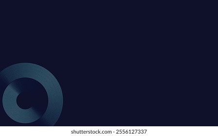 Minimalist abstract design featuring concentric blue circular lines on a deep navy background. Perfect for modern backgrounds, technology themes, and art visuals