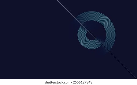 Minimalist abstract design featuring concentric blue circular lines on a deep navy background. Perfect for modern backgrounds, technology themes, and art visuals