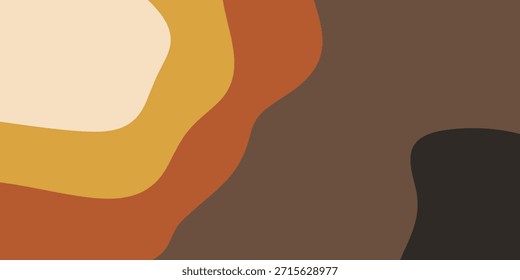 Um design abstrato minimalista com formas orgânicas fluidas em uma paleta de creme, amarelo, laranja e marrom.