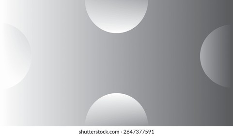 A minimalist abstract design featuring a gray gradient background with four white, semi-circular shapes. The shapes are positioned at the corners and center.