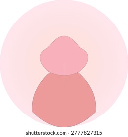 A minimalist abstract design featuring layered pink shapes with a dotted outline against a soft gradient background.