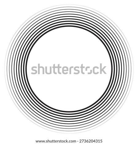 A minimalist abstract design featuring a series of concentric circles with varying line weights creating a sense of depth and movement.