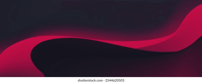 A minimalist abstract design featuring a single flowing red wave against a dark gradient background.