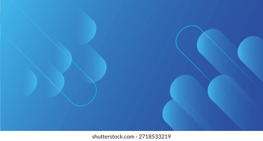 A minimalist abstract design featuring smooth, rounded, capsule-like shapes in varying shades of blue, creating a sense of depth and flow.