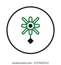 Un diseño minimalista y abstracto con un emblema geométrico estilizado elegantemente encerrado dentro de un borde circular. Esta obra de arte proporciona una estética limpia y contemporánea, adecuada para iconos, logotipos o