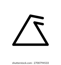A minimalist abstract design featuring a triangle with two parallel lines inside, creating a sense of movement and focus. Laundry Line Icon. Isolated Vector Clip Art.