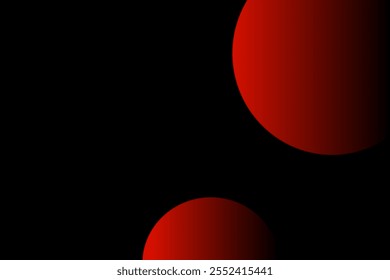 Minimalist abstract design featuring vibrant red circles against a stark black background. Perfect for modern art lovers and artistic decor. Enhances visual interest with simplicity and bold color con