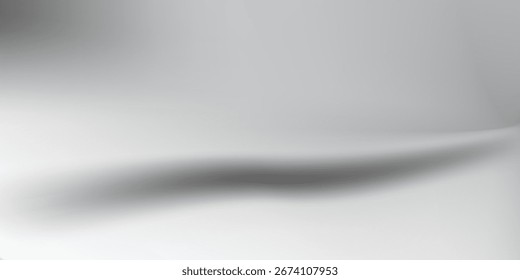 Minimalist abstract design featuring white wavy lines on a smooth light grey background, creating a clean modern look. Vector