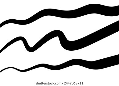A minimalist abstract design with hand-drawn wavy black lines on a clean white background.