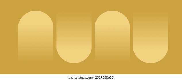 A minimalist abstract design with rounded rectangles and arch-like shapes in a smooth gradient of golden-yellow tones.