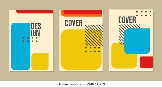 minimalist Abstract design of set geometric brochure template. Overlapping with element style of cover a4 background. illustration vector 