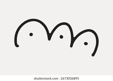 Minimalist abstract design with simple black lines and dots on a white background. Modern and artistic, this abstract piece is versatile and creative. Doodle illustration vector.
